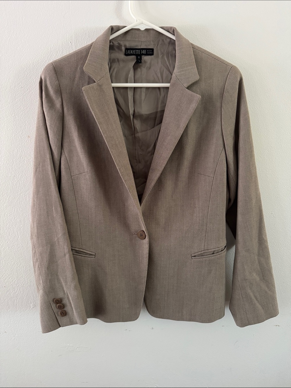Lafayette 148 New York Taupe Single-Button Blazer